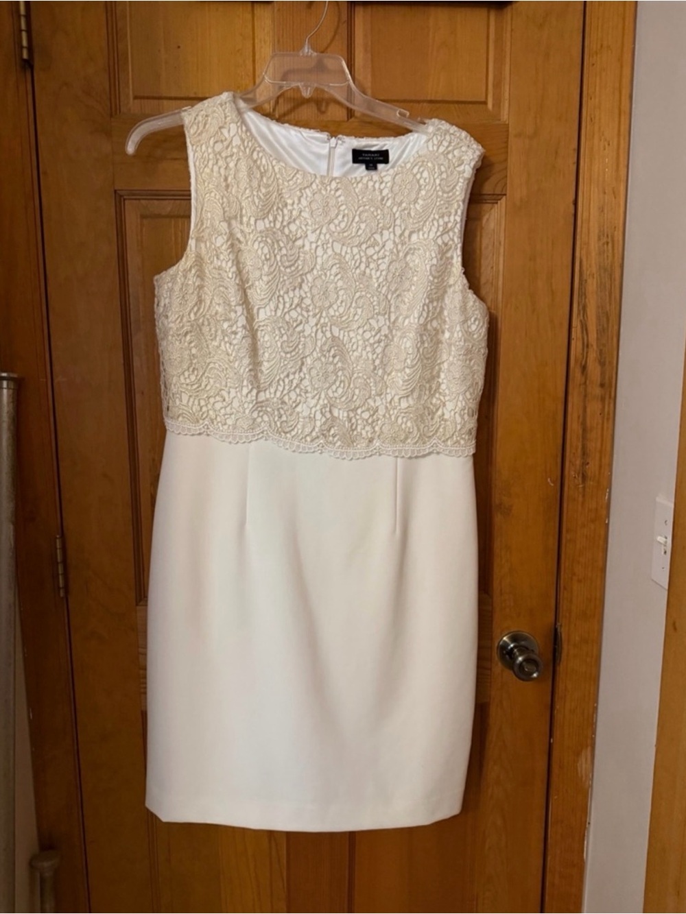 Tahari Windsor Cream Lace Bodice Midi Dress